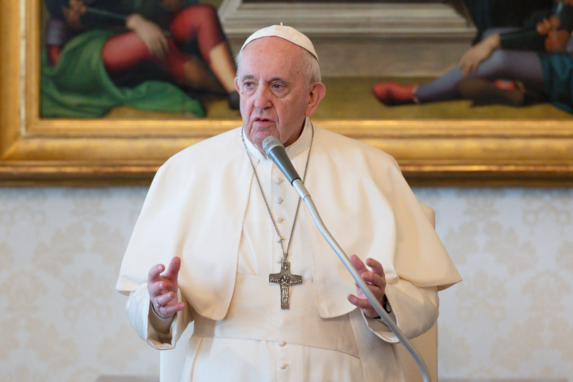 Pope at General Audience in Library - Copyright: Vatican Media