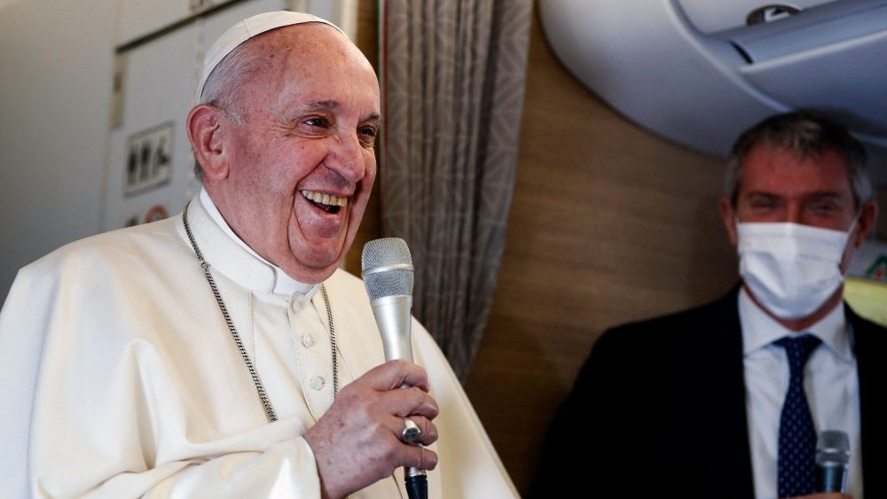Pope on return flight from Iraq - Copyright: Vatican Media