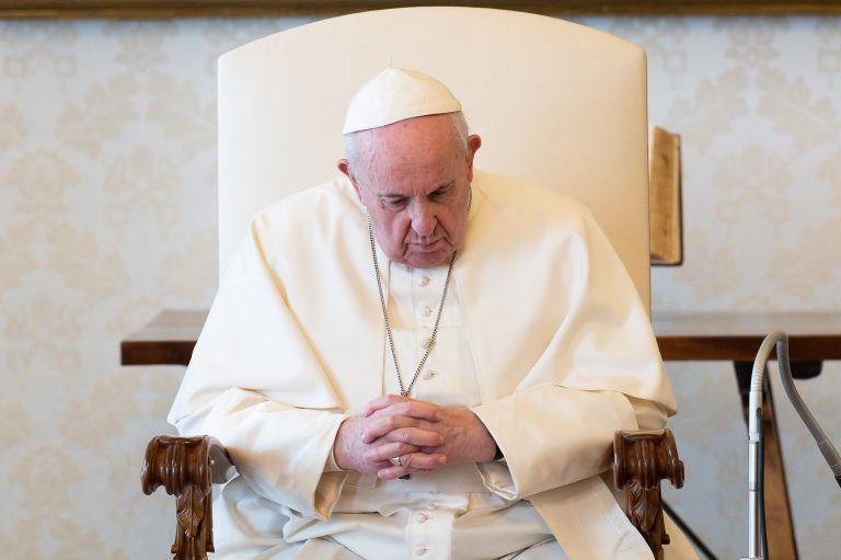 Pope at General Audience in Library - Copyright: Vatican Media