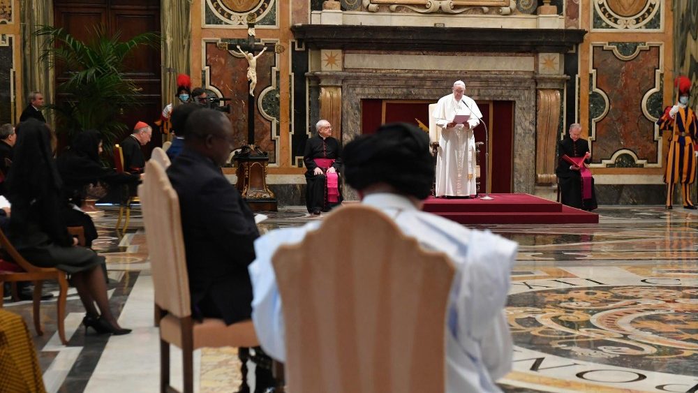 Pope with New Ambassadors says families face difficulties and need support- Copyright: Vatican Media