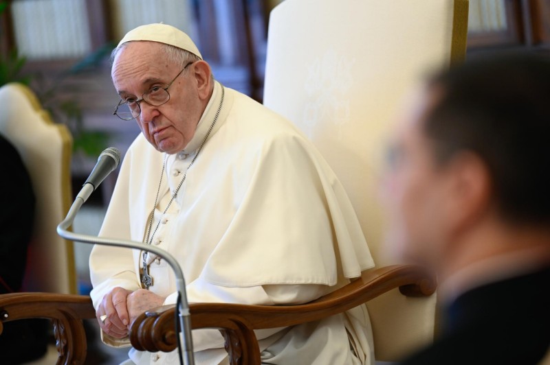 Pope at General Audience in Library - Copyright: Vatican Media