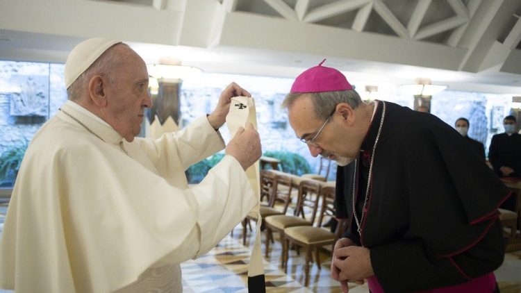 Pope with Patriarch Pizzaballa © ANSA / Courtesy of Vatican News