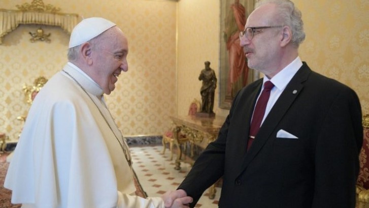 Pope with President of Latvia - Copyright: Vatican Media
