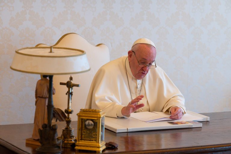Pope in Library - Copyright: Vatican Media